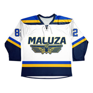 Jersey de Hockey sobre Hielo Unisex, 100% Poliéster, Manga Larga, Cuello en V con Cordones, Transpirable, Ligero, Corte Regular, Estampado Personalizado - Product Image 1