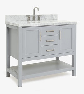 Gabinete de Baño Moderno de Madera Sólida Rebekah OEM de 43 Pulgadas con Lavabo Individual, 3 Opciones de Acabado para Uso en Hoteles y Villas, Directo de Fábrica - Product Image 2