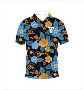 Polo pour homme à imprimé floral foncé, sublimation personnalisée, manches courtes, décontracté d'été, respirant, léger, pour le golf - Product Image 1