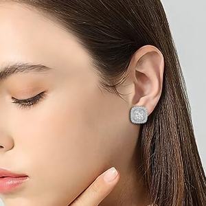 Pendientes de tuerca finos de oro de 14 quilates con Color D de 3.952 quilates VS1 Clarity Lab Grown Diamond TW 3.952 quilates D VS1 Studs 14K Gold Studded - Product Image 6