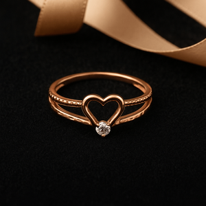 Hallmark <b>Silver</b> Rose Gold Heart <b>Solitaire</b> Promise <b>Ring</b> with Rainbow Moonstone - Product Image 1