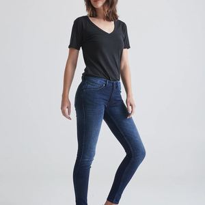 Últimos Jeans de Mezclilla de Cintura Alta de la Mejor Calidad OEM ODM, Estilo Nuevo, Ajustados, para Mujeres Adultas, Pantalones de Mezclilla de Cintura Media - Product Image 2