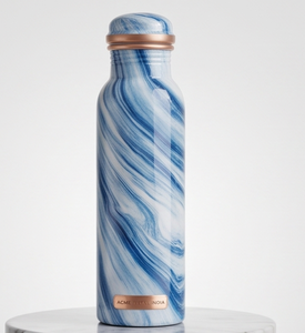 Elegant Blue Swirl Printed <b>Copper</b> <b>Bottle</b> With Glossy Finished Perfect Blend Of Art Style For Daily Hydration Travel Gym Yoga - Product Image 1