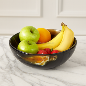 Bol à fruits en corne de buffle naturelle fait à la main, centre de table de cuisine décoratif, bol de service rustique pour la maison et les cadeaux - Product Image 1