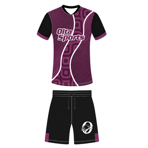 Ensemble short et maillot de rugby noir bordeaux à manches courtes, col en V, motif géométrique, uniforme d'équipe personnalisé, respirant, pour l'entraînement et le sport - Product Image 1