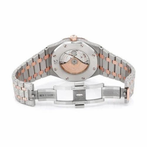 Montre automatique de luxe entièrement sertie de moissanite, en acier inoxydable bicolore, cadran arabe, saphir, étanche - Product Image 3