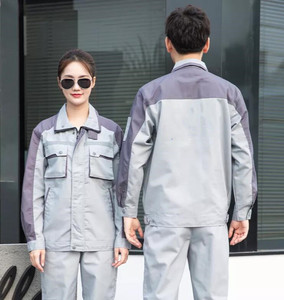 Combinaison de travail unisexe JNA Group bleu-gris à manches longues, veste et pantalon, uniforme industriel respirant en polyester certifié CE/EU, résistant aux perforations - Product Image 3