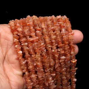 Natural Flashy Sunstone Smooth Freeform Chips Shape Loose Gemstone Beads Strands 4-5mm Orange Beads For Jewelry Making Wholesale - Product Image 5