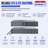 Commutateur de transfert statique (STS) ATS à double alimentation, commutation en 5 ms, 16 prises NEMA 5-20R, protection contre les surcharges, pour centre de diffusion SNMP