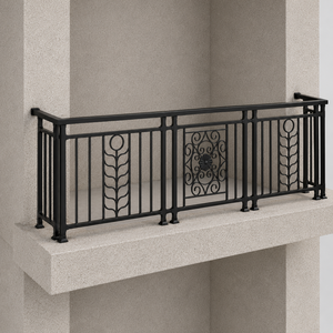 Rampe de balcon décorative en métal noir avec panneau à motifs floraux, design moderne de balustrade de sécurité pour terrasse extérieure - Product Image 2