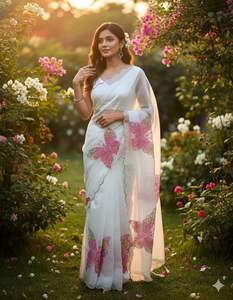 Sari en organza au design exclusif avec chemisier élégant – Tenue indienne chic et moderne pour femme, idéale pour les fêtes et le quotidien - Product Image 6