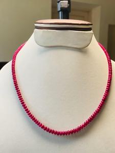 Natural Red <b>Ruby</b> <b>Necklace</b> Non-Heated Non-Treated 65.98 CTS 3-4mm 18 Inch Premium Quality Gemstone Jewelry Piece IGI Certified - Product Image 2