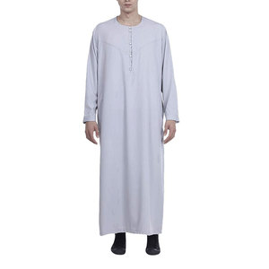 Robe longue ample en coton et lin pour homme, style musulman, manches longues, Kaftan Jubba Thobe - Product Image 1