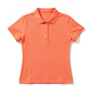 Wholesale Women's <b>Orange</b> Short Sleeve Pique <b>Polo</b> Shirt Solid Color Casual Style Regular Fit Knitted Fabric - Product Image 6