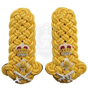 Al por mayor, insignias de hombro de alambre de oro para uniforme de General Mayor con estrella de corona y espadas cruzadas, personalizadas - Product Image 6