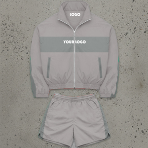 High Quality Custom Two Piece Men <b>Short</b> SetSweatsuit Nylon Full Zip up Windbreaker <b>Jacket</b> <b>Short</b> Set Tracksuit for Men - Product Image 5