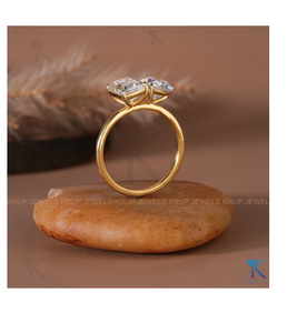Anillo de Compromiso de Diamantes de Alta Calidad con Corte Pera y Esmeralda, Anillo de Boda de Oro Sólido para Mujer, Joyería Fina - Product Image 5