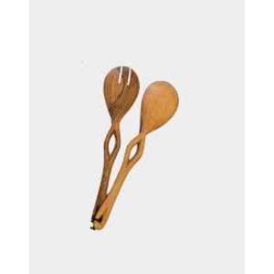 Ensemble de 2 cuillères à salade en bois d'acacia faites à la main, forme griffe d'ours, pour servir, écologiques, pour grand saladier - Product Image 4