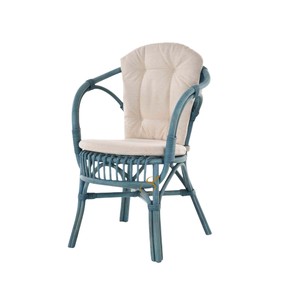Chaise de salle à manger <span class=keywords><strong>en</strong></span> <span class=keywords><strong>rotin</strong></span> <span class=keywords><strong>bleu</strong></span> côtier avec accoudoirs, <span class=keywords><strong>fauteuil</strong></span> <span class=keywords><strong>en</strong></span> osier artisanal pour maison de plage de luxe, restaurant, café, mobilier - Product Image 1