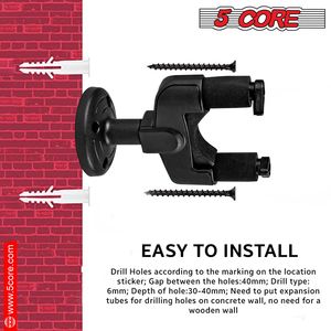 Soporte de Pared para Guitarra de 5 Núcleos, Base de Metal, Acolchado Suave, Ajustable y Giratorio, Material ABS para Soportes de Instrumentos Musicales - Product Image 3