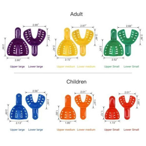 OPTITECH HEALTHCARE Bandejas de Impresión Dental de Plástico para Adultos y Niños, Posición de 3 Mandíbulas, Múltiples Colores, Varios Tamaños para Ortodoncia - Product Image 1