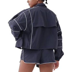 Women Windbreaker and Shorts Set <b>Lightweight</b> Waterproof Tracksuit Cropped <b>Jacket</b> Athleisure <b>Running</b> Gym Wear OEM - Product Image 3