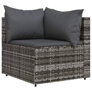 2pcs Gray Poly Rattan Patio Corner Garden Sofas with Cushions - Product Image 3