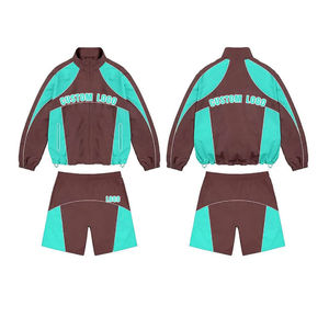 New Winter Casual Breathable Polyester/Cotton Windbreaker Short Set <b>Zip</b>-<b>Up</b> <b>Jacket</b> Tracksuit Reversible Plus Size Lightweight - Product Image 3