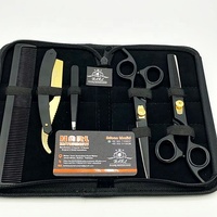 Ensemble de ciseaux de coupe de cheveux en acier inoxydable, kit pour désépaissir, salon de coiffure, sous étiquette privée, 6 pouces, 5 pièces