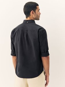 Chemise habillée décontractée pour homme, coupe classique, en lin gris anthracite, col rabattu, boutons en corne, manches longues, respirante - Product Image 3