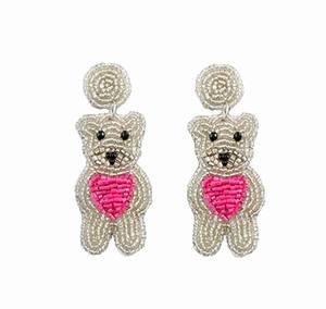 Pendientes de Aro para Mujer con Cuentas Bordadas a Mano, Diseño Moderno, para Bodas, Fiestas y Eventos Festivos, con Adornos de Ositos - Product Image 1