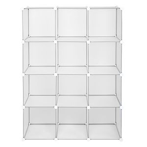Étagère de rangement à 12 cubes en métal, plastique et rotin pour armoire et placard - Product Image 3