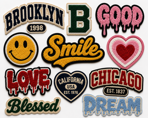 Custom Chenille Patches Embroidered Varsity <b>Letter</b> Logo Retro College Puffy Iron On Sew On Chenille Patch Manufacturer - Product Image 5