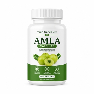 Capsules d'Amla 100% Naturelles en Gros, 60 Comprimés, Qualité Alimentaire, Soutien Nutritionnel Quotidien, Aide à Maintenir une Peau Saine - Product Image 1