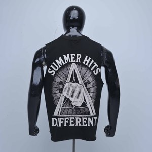 Débardeur sans manches noir personnalisé pour homme, col rond, imprimé Detroit City, style décontracté, en coton tricoté, vente en gros de haute qualité - Product Image 3