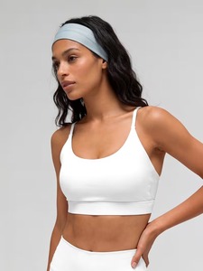 Women Minimalist Racerback Workout Bra Removable Cup Insert Wide Elastic Underband Athletic <b>Crop</b> <b>Top</b> Factory Supplier - Product Image 1