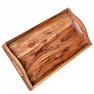 High Quality Mango Wood Rectangular <b>Serving</b> <b>Tray</b> <b>with</b> Grip <b>Handles</b> for Hotels Restaurants Wooden <b>Tray</b> Set Hand Carved Decoration - Product Image 4