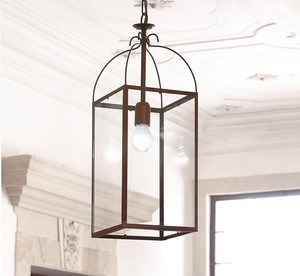 Lanterne suspendue géométrique en fer moderne, luminaire suspendu pour l'intérieur, montage au plafond, décoration de salon, durable, écologique, fait main - Product Image 1