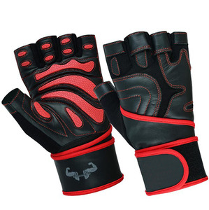 Weight Lifting Gloves <b>Half</b> Finger Leather Adjustable Wrist Strap Breathable Non <b>Slip</b> Gym Fitness Gloves For Men - Product Image 2