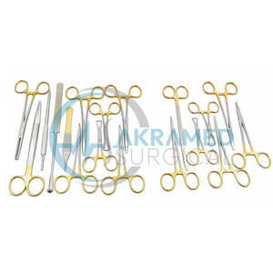 Kit de 19 Piezas de Instrumentos Quirúrgicos Dentales Caninos con Mango Dorado, Certificado ISO, para Esterilización General Veterinaria - Product Image 1