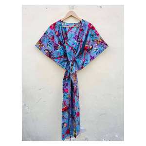 Kaftan en pur coton pour femme, 100 % coton, robes kimono longues, taille XL, vêtements de festival, style oriental, paréos de plage - Product Image 1