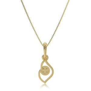 Yellow Gold Diamond Pendant Necklace Round Brilliant Cut Bezel Set Water <b>Drop</b> Shape <b>Box</b> Chain Classic Women's Jewelry - Product Image 3