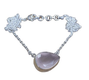 Boho Style cadeau pour l'amour femmes mode collier Rose Quartz pierre précieuse 925 collier en argent Sterling avec 925 bijoux estampillés - Product Image 1