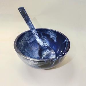 Eco-Friendly Polished Handmade Fantasy Fruitful Epoxy Resin Agate Bowl with Salad Server and Magnesia Party Decoration - Product Image 1