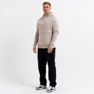 Sudadera con Capucha Beige para Hombre, Corte Regular, Tejido de Algodón, Color Sólido, Estilo Casual para Otoño, con Diseño de Bolsillo - Product Image 2