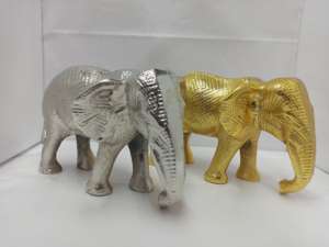 Figurine d'animal élégante en aluminium, sculpture artisanale moderne argentée et dorée, décoration de table écologique à prix avantageux - Product Image 5