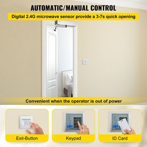 Apriporta automatico Max.220lbs capacità operatore porta a battente per disabilità e elencati 2 telecomandi Wireless 2 pulsanti di uscita 5 ID - Product Image 4