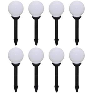 Set of 8 White Shiny <b>Ball</b> Garden Path Lights Tough Plastic Black Tube Elegant <b>Ball</b> <b>Lamp</b> Series - Product Image 1