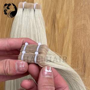 Extensions de cheveux naturels Remy vierges doublement étirés à bandes adhésives, qualité supérieure, lisses, pour embellir la coiffure - Hali - Product Image 6