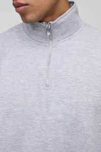 Sweat-shirt zippé gris et blanc pour homme, coupe oversize, col montant, style décontracté automne, tricoté à manches longues - Product Image 6